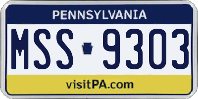 PA license plate MSS9303