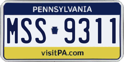 PA license plate MSS9311