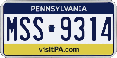 PA license plate MSS9314