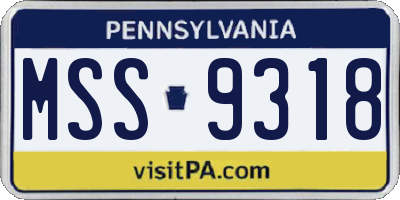 PA license plate MSS9318