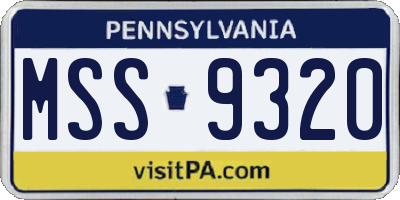PA license plate MSS9320