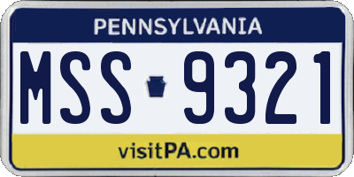 PA license plate MSS9321