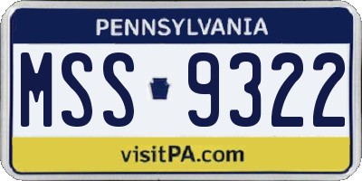 PA license plate MSS9322