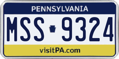 PA license plate MSS9324