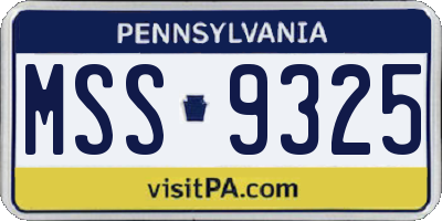 PA license plate MSS9325