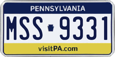 PA license plate MSS9331