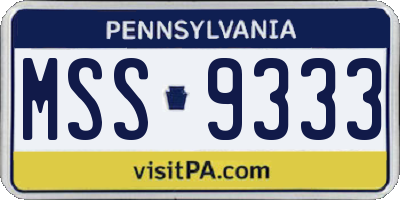 PA license plate MSS9333