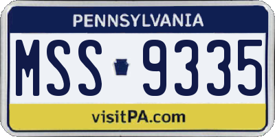 PA license plate MSS9335