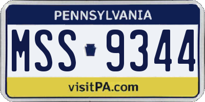 PA license plate MSS9344