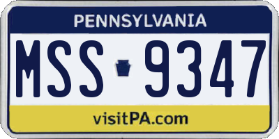 PA license plate MSS9347