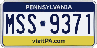 PA license plate MSS9371