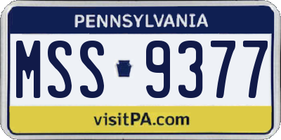 PA license plate MSS9377