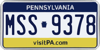 PA license plate MSS9378