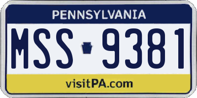 PA license plate MSS9381