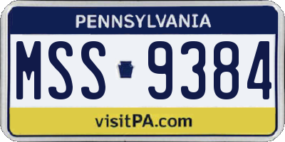 PA license plate MSS9384