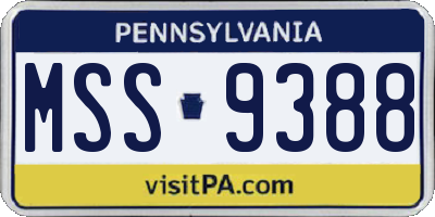 PA license plate MSS9388