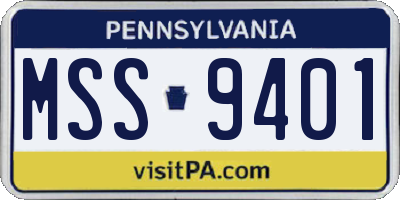 PA license plate MSS9401