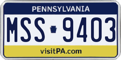 PA license plate MSS9403