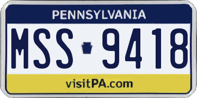 PA license plate MSS9418