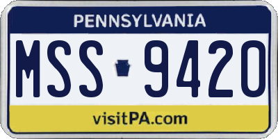 PA license plate MSS9420