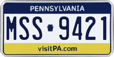PA license plate MSS9421