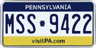 PA license plate MSS9422