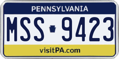 PA license plate MSS9423