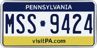 PA license plate MSS9424