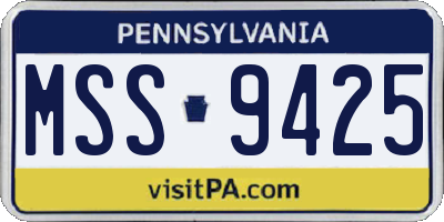 PA license plate MSS9425