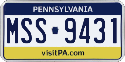 PA license plate MSS9431