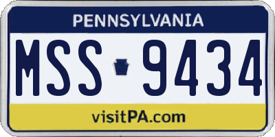PA license plate MSS9434