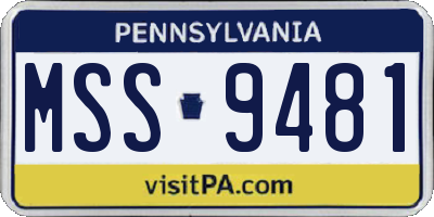 PA license plate MSS9481
