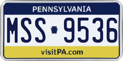 PA license plate MSS9536