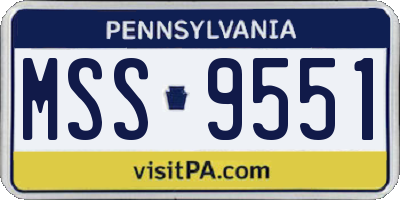 PA license plate MSS9551