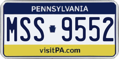 PA license plate MSS9552