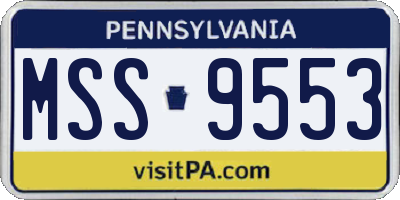 PA license plate MSS9553