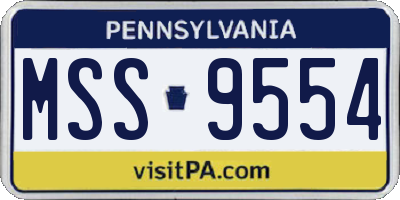 PA license plate MSS9554