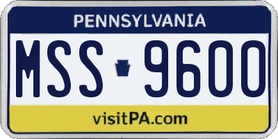 PA license plate MSS9600