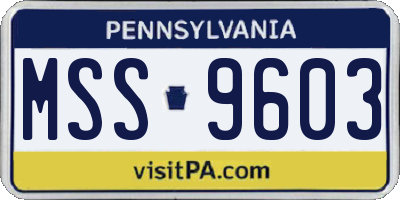 PA license plate MSS9603