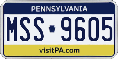 PA license plate MSS9605