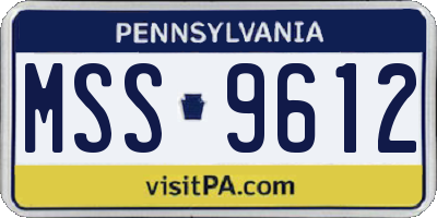 PA license plate MSS9612