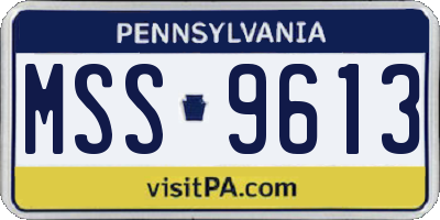 PA license plate MSS9613