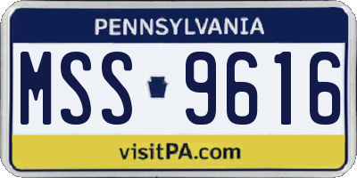 PA license plate MSS9616