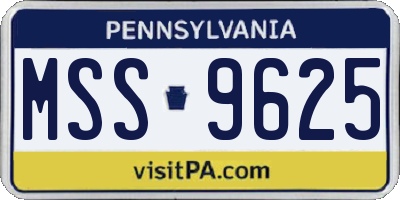 PA license plate MSS9625