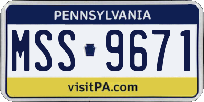 PA license plate MSS9671