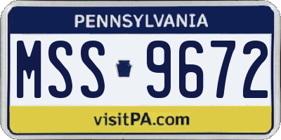 PA license plate MSS9672