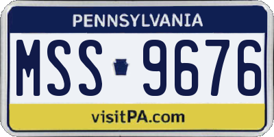 PA license plate MSS9676