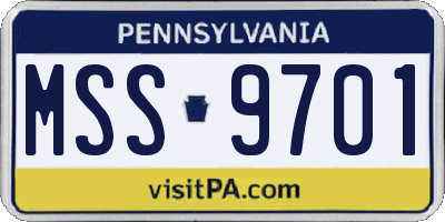 PA license plate MSS9701