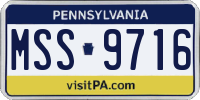 PA license plate MSS9716