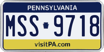 PA license plate MSS9718